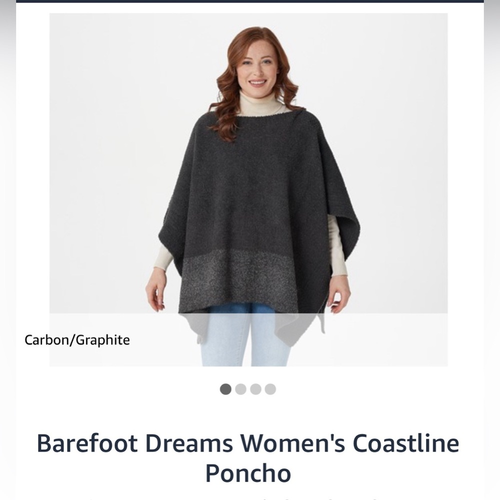 NWT . . .  Barefoot Dreams Women's Coastline Poncho  |  Carbon/Graphite
